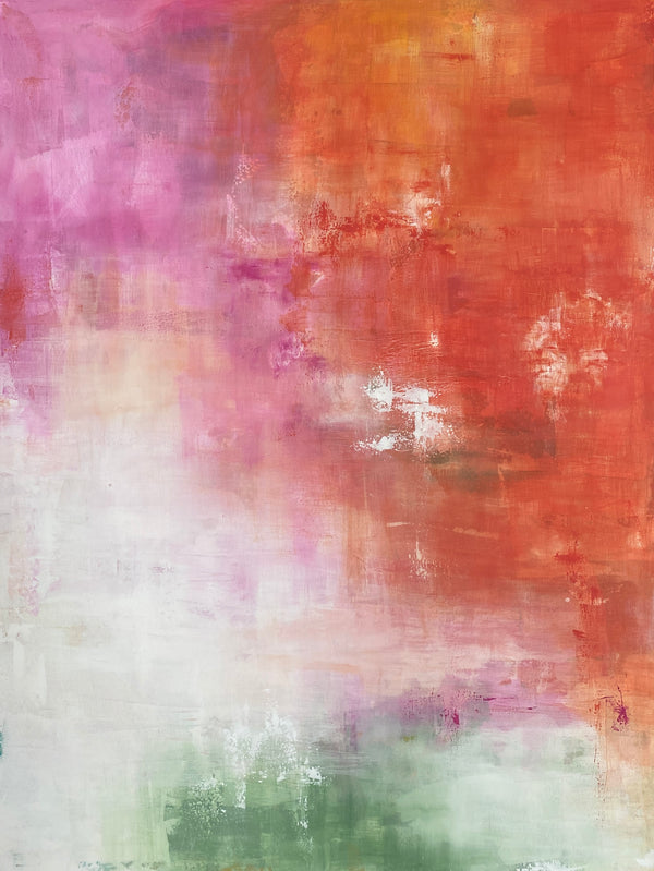 Abstract artwork in pink orange and green - Studio 2 Art & Design