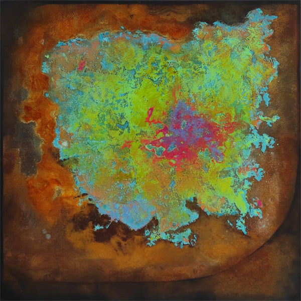 Abstract with rust effect and green detail - Studio 2 Art & Design