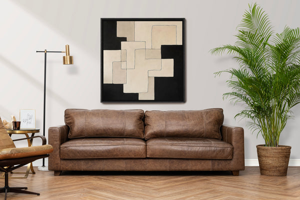 Black and Beige Abstract Painting