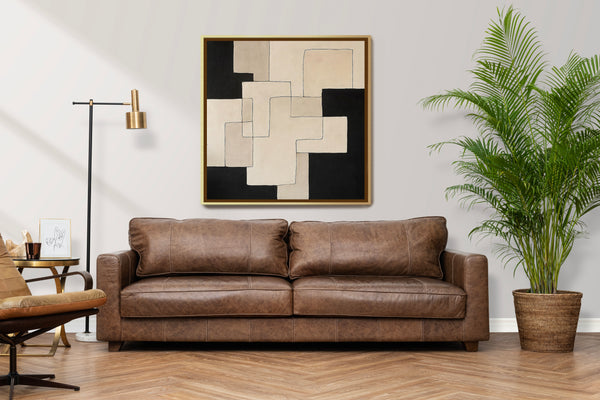 Black and Beige Abstract Painting