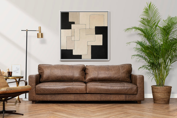 Black and Beige Abstract Painting