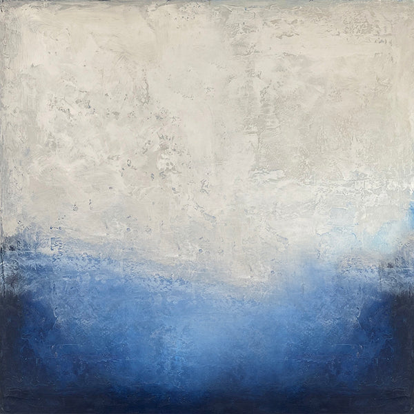 Blue and white textured abstract painting - Studio 2 Art & Design