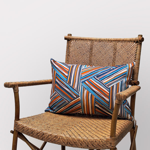 Geometrical orange and blue cushion cover - Studio 2 Art & Design