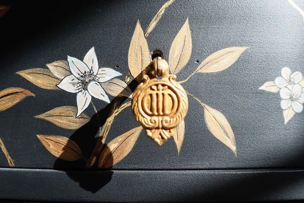 Golden doorknob and handpainted flowers - Studio 2 Art & Design