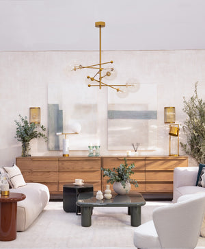 Living room with abstract diptych in neutral colours - Studio 2 Art & Design
