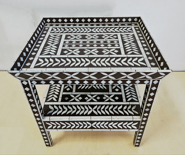 Hand painted side table black and white pattern - Studio 2 Art & Design