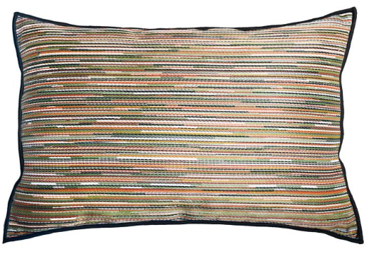 Striped cushion cover in green and orange - Studio 2 Art & Design