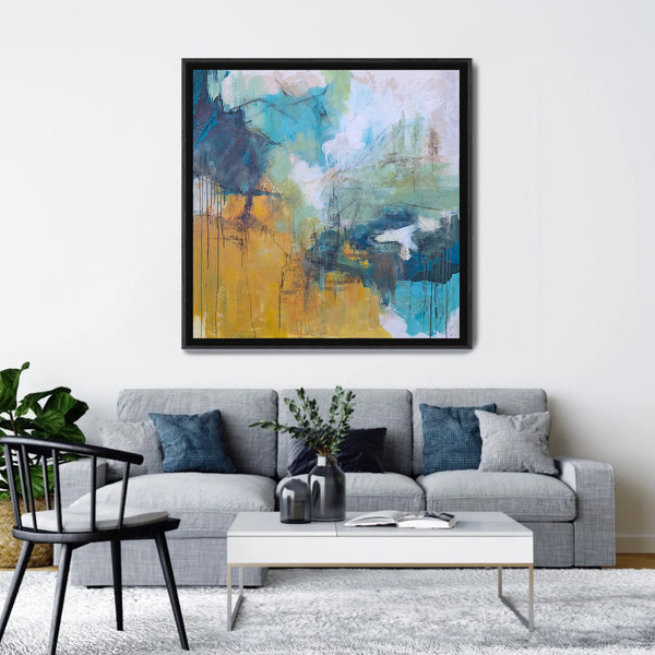 Blue Yellow Abstract Painting