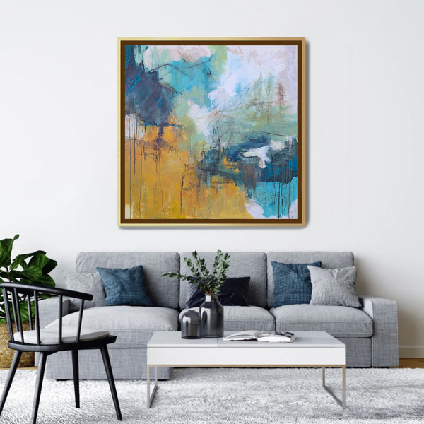 Blue Yellow Abstract Painting