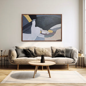 Abstract artwork with wooden frame in living room - Studio 2 Art & Design