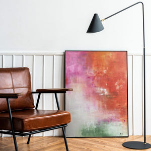 Abstract painting in orange pink and green - Studio 2 Art & Design