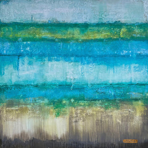 Blue and green abstract artwork with textured paint - Studio 2 Art & Design