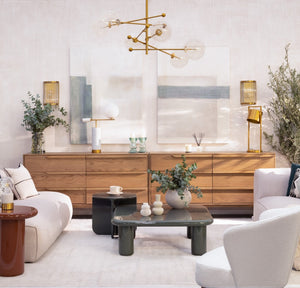 Living room with art on the wall above dresser - Studio 2 Art & Design