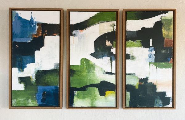 GREEN ABSTRACT TRIPTYCH PEPI PINA IN SITUgif